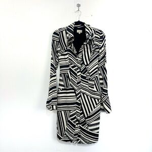Karen Millen Geometric Print Silk Shirt Dress Sz 6